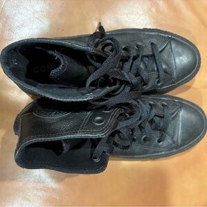 Converse Black Leather High-Top Sneakers